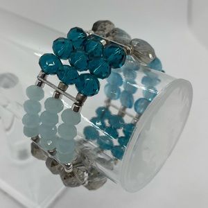 Stretch Bracelet Sea-foam Green Light Blue Silver